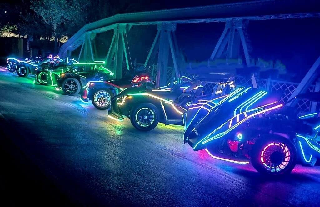 16PCS 4FT Smoked Blackout LED Light Strips - Addressable Dream Chasing Lighting with Bluetooth Remote for Polaris Slingshot/Ryker/Spyder