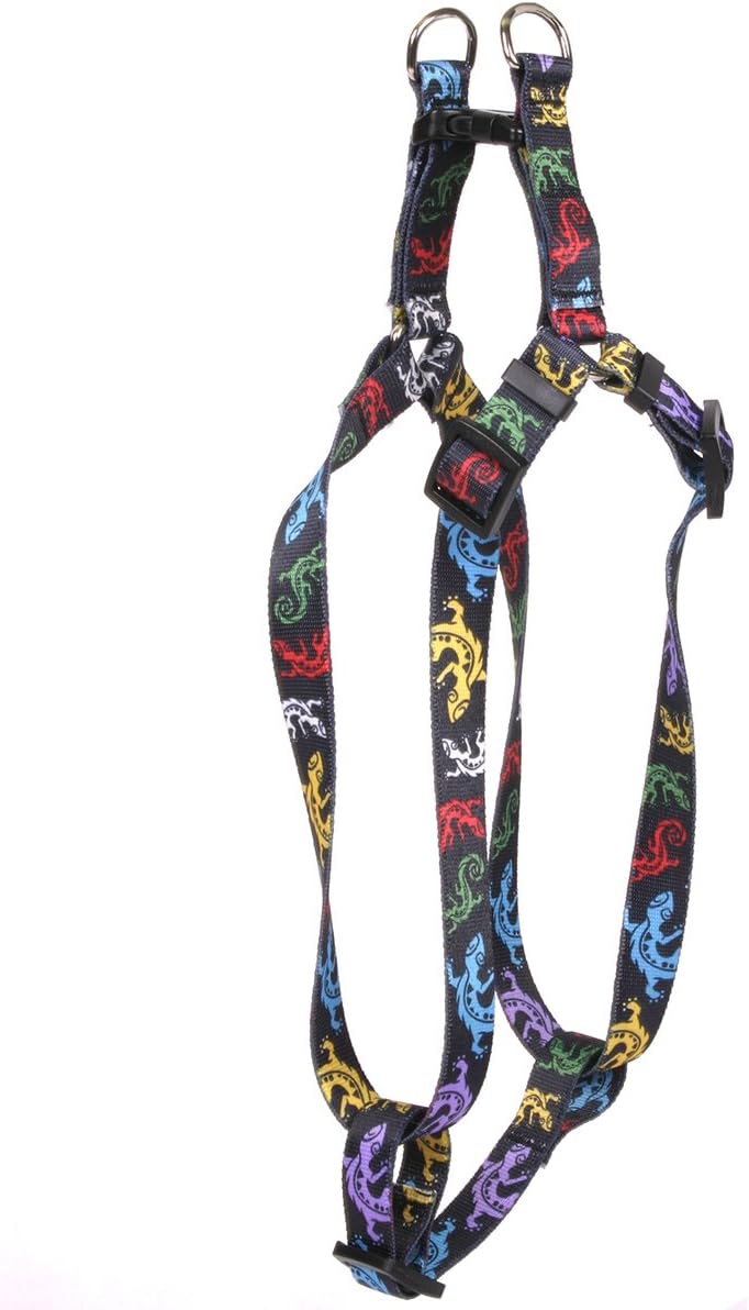 Yellow Dog Design Geckos Black Step-In Dog Harness 1" Wide And Fits Chest Circumference Of 25 To 40", Large