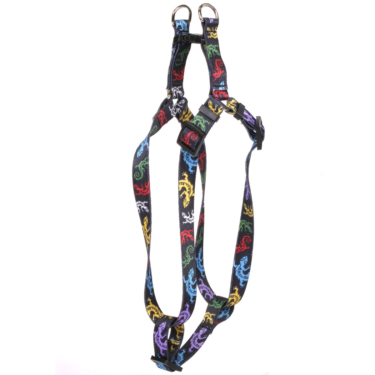 Yellow Dog Design Geckos Black Step-in Dog Harness 3/4" Wide and Fits Chest Circumference of 15 to 25", Medium