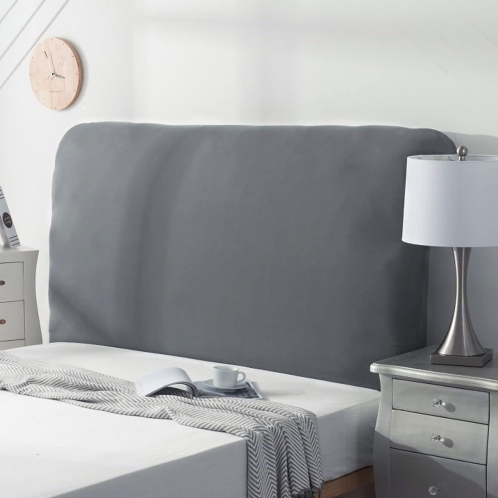 Stretch Universal Bed Head Cover/Bed Headboard Slipcover for Upholstered/Leather/Wood Headboards, All inclusive King Size Double Single Queen Head Board Covers Protector Decoration(150-170cm,Gray1)