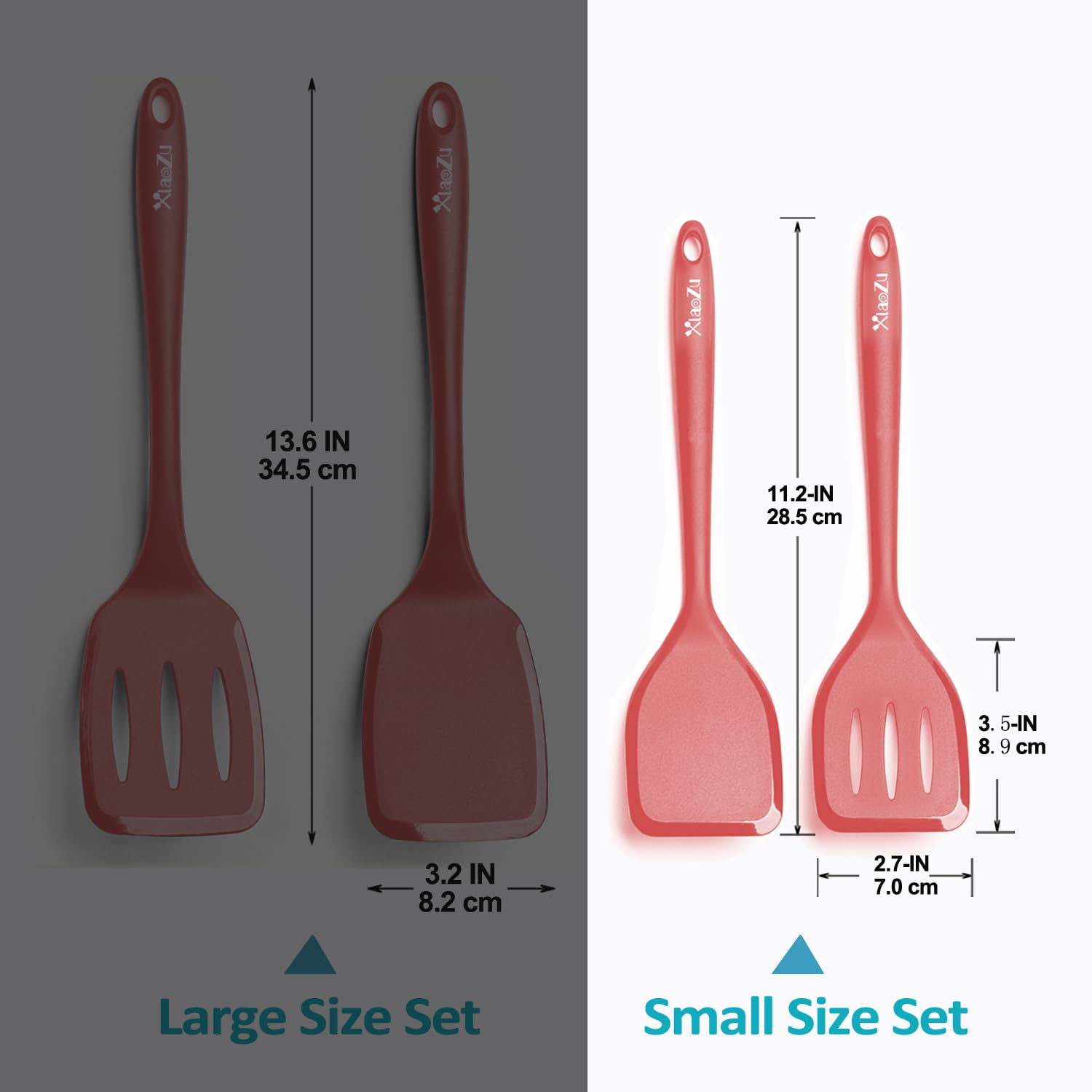 Juego de espátulas de silicona, espátulas resistentes al calor con diseño de una sola pieza sin costuras, utensilios de goma antiadherentes para hornear y cocinar, sin BPA, rojo, 11 pulgadas