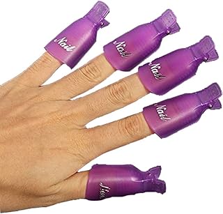 ORiTi 10PC Plastic Acrylic Nail Art Soak Off Cap Clip UV Gel Polish Remover Wrap Tool (PURPLE)