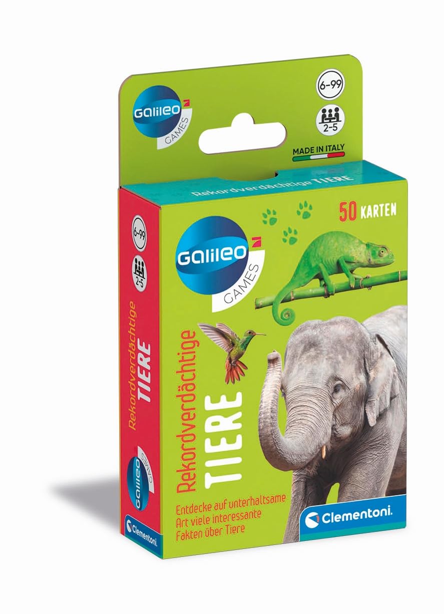 Clementoni Galileo Games Rekordverdächtige Tiere – Kartenspiel