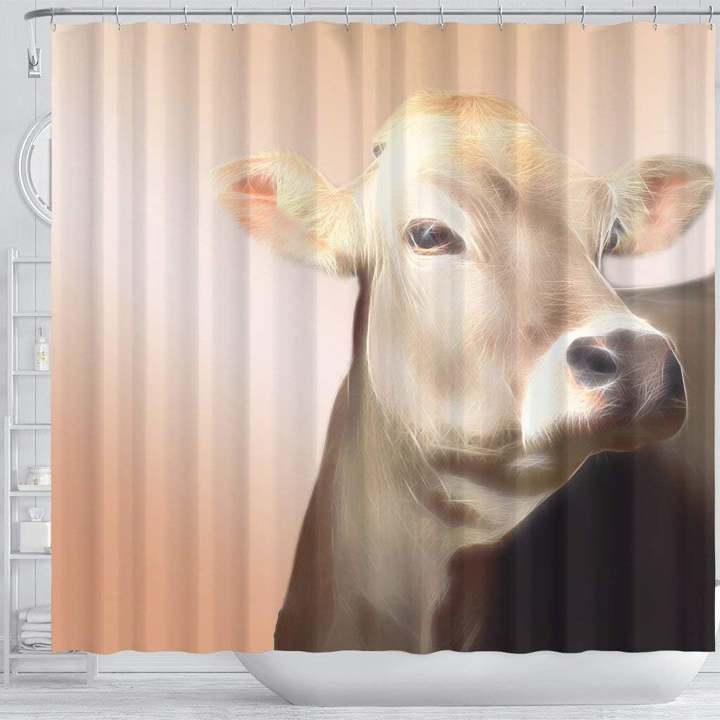 Cute Brown Swiss Cattle (Cow) Print Shower Curtain