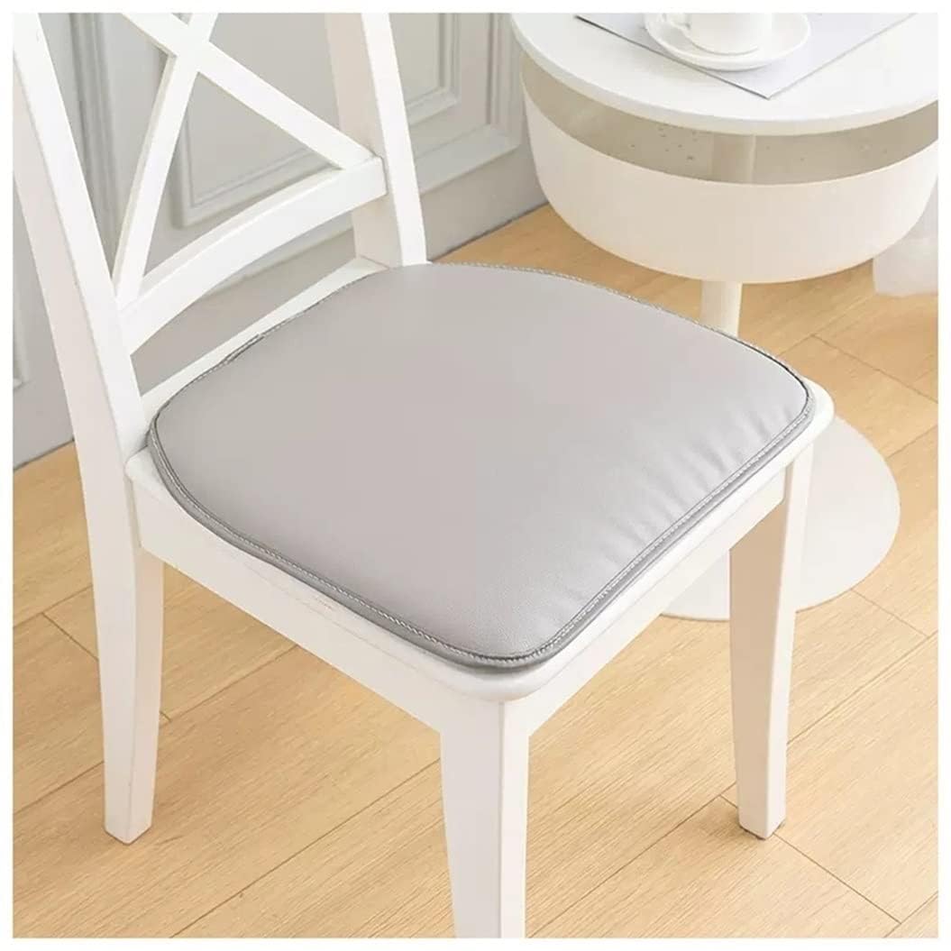 Set di 6 cuscini per sedie in memory foam, 43,2 cm, antiscivolo, in ecopelle, con laccetti, lavabili, per cucina e sala da pranzo, colore: grigio