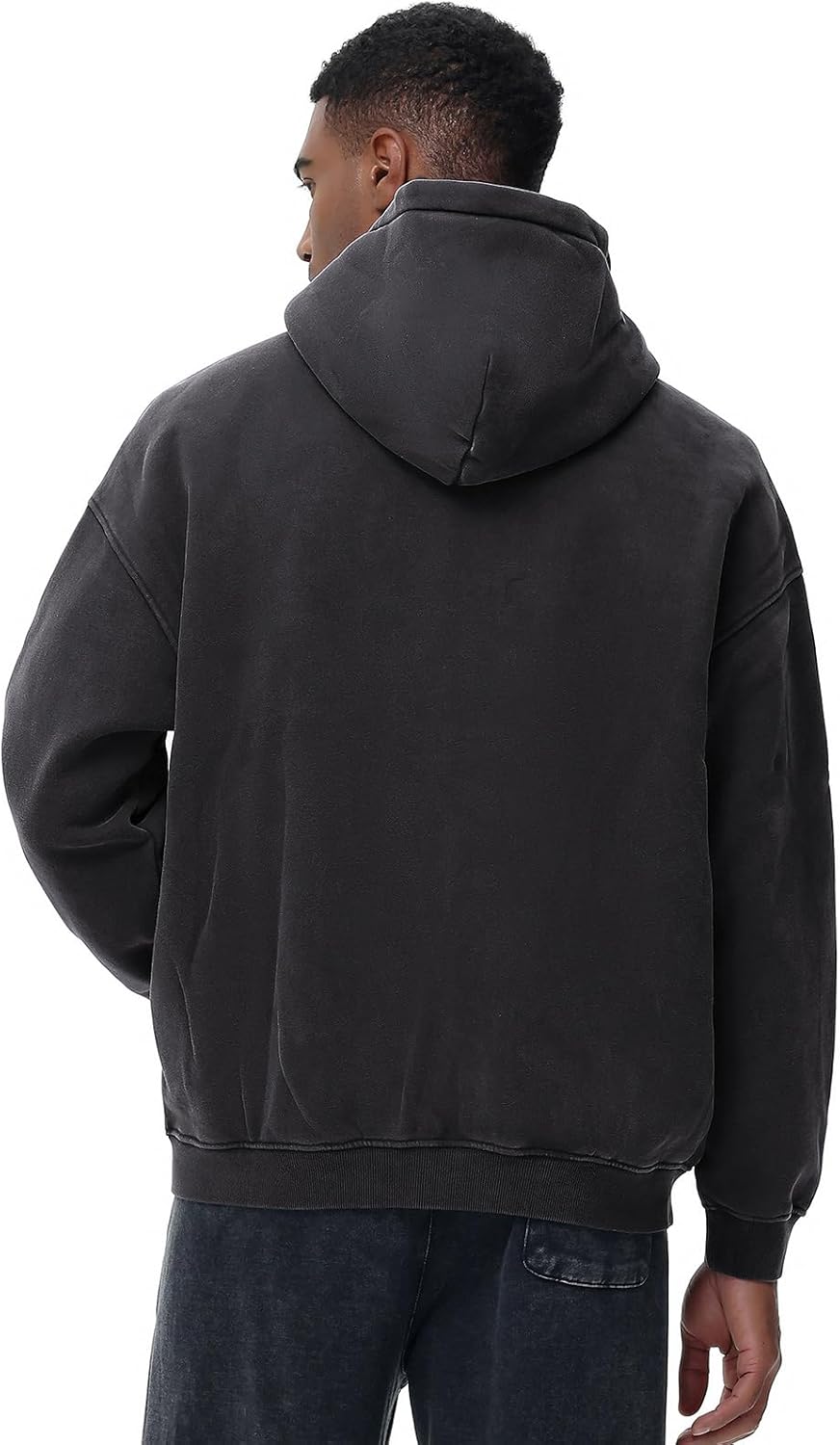 ATOFY Mens Womens Fleece Double Zip Up Hoodies Oversized Acid Wash Vintage Heavyweight Sweatshirt Hooded Jacket - Image 7