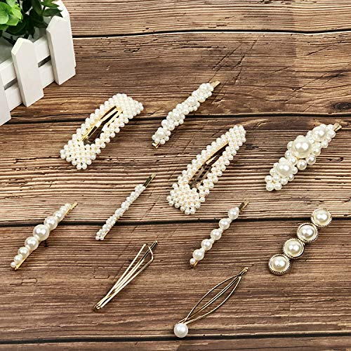 Joyeah 10PCS Sweet White Pearl Hair Clips for Women Girls,Elegant Flower Hair Clips Wedding Bridal Hair Barrettes Accessories