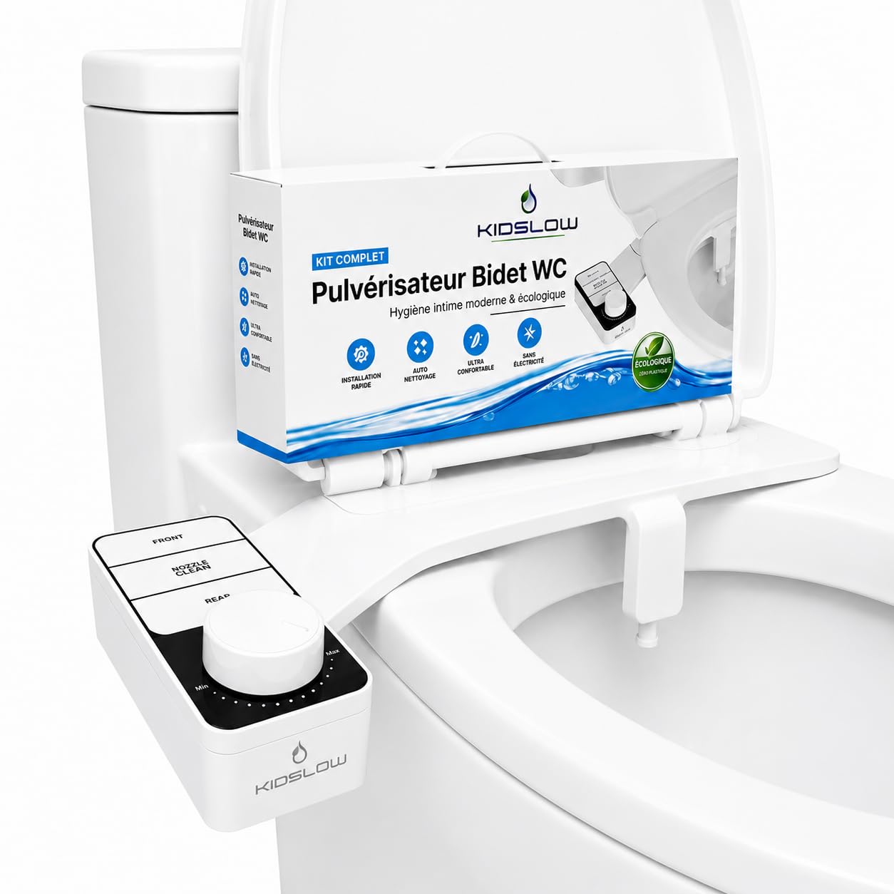 Toilette Japonaise – Kit Bidet WC Japonais Sans Électricité – Double Buse Avant/Arrière Autonettoyante – Bidet Toilette Pression Réglable – Abattant WC lavant hygiène intime facile à installer