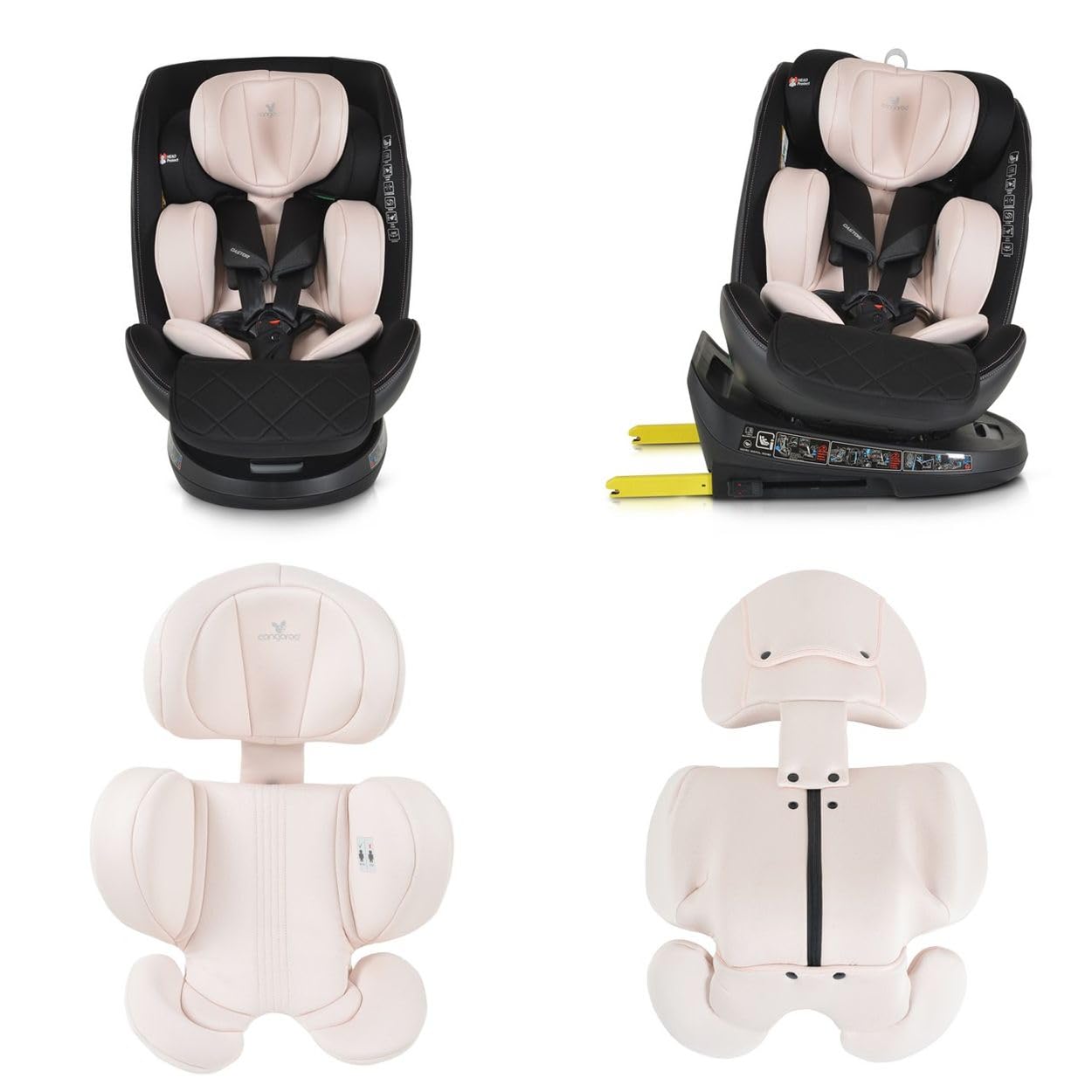 Cangaroo seggiolino per bambini i-Size Castor (40-150cm) gruppo 0/1/2/3 Isofix, colorazione:beige/rosa