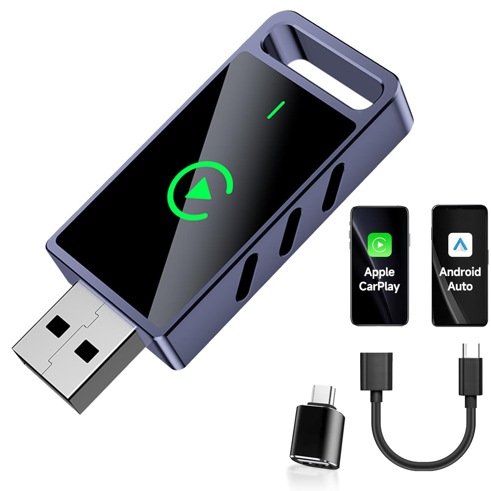 Wireless CarPlay Adapter für iOS 10+ und Android 11+, Konvertieren Sie kabelgebundenes CarPlay Kompatibel mit Autos 2016+ mit Wired CarPlay