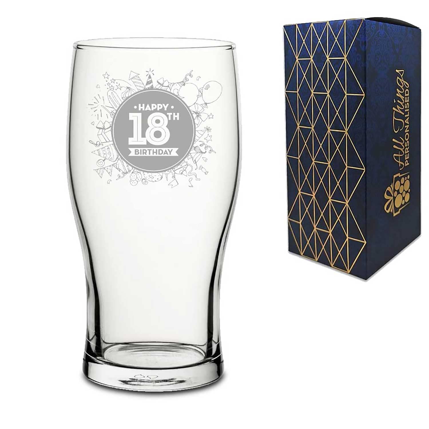Cnc Group Engraved Novelty Gift Pint Tulip Cider Beer Glass | Happy 18Th Birtday (Engraved)