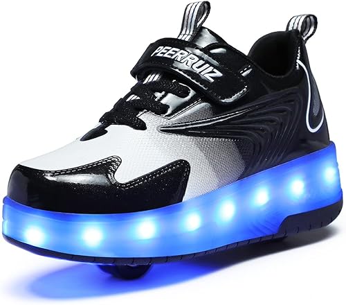 HHSTS Zapatos para niños – Nuevos mejorados con ruedas zapatos de luz LED de colores patines rodantes brillantes zapatos de patinar regalos simples