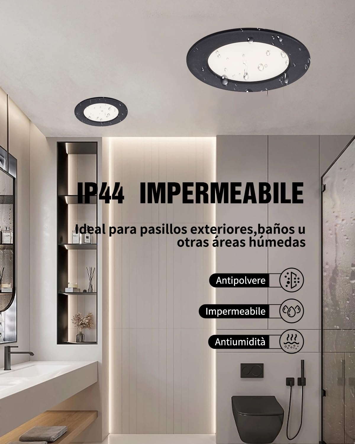 10 Pezzi Faretti LED da Incasso per Cartongesso 5W, Faretti da Soffitto, Nero, Bianco Natural 4000K, Ultra Sottile 25mm, Faretto led incasso IP44 per Bagno Cucina, Foro Ø75-90mm, AC 220-240V