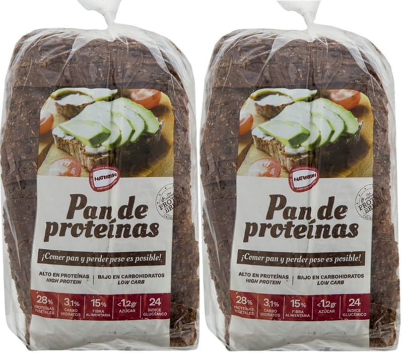 Naturpan Pan de Proteina Pack 2 uds x 500gr Proteico Keto Bajo en Carbohidratos Dieta Low Carb Cetogenico Apto para diabeticos Rico en proteina, rico en fibra y bajo indice glucémico.