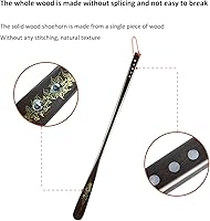 Vista 5 de Yizc Calzador de madera de 27 pulgadas de mango largo, cuerno de zapato con correa de piel de vaca para hombres, mujeres, niños y personas mayores