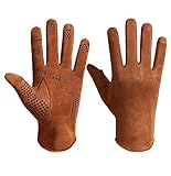 Men's Winter Cycling Gloves - Suede & Fleece Touchscreen Gloves for Driving & Outdoor(Coffee)