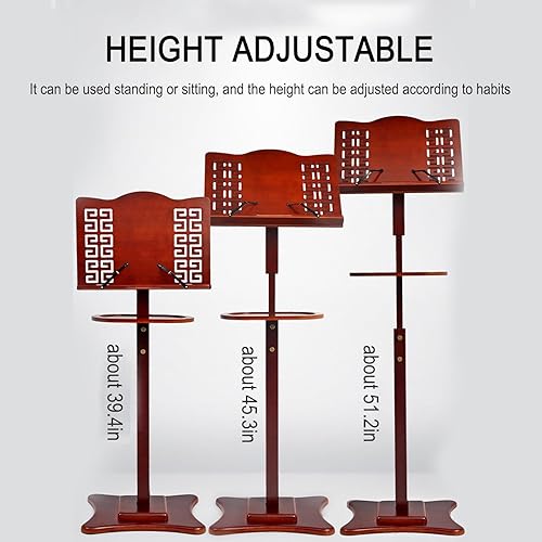 Miniatura 2 de Soporte de música, soporte de partituras retro ajustable en altura con bandeja, ajuste horizontal de 340, antideslizante, resistente, con 33.1 lbs,