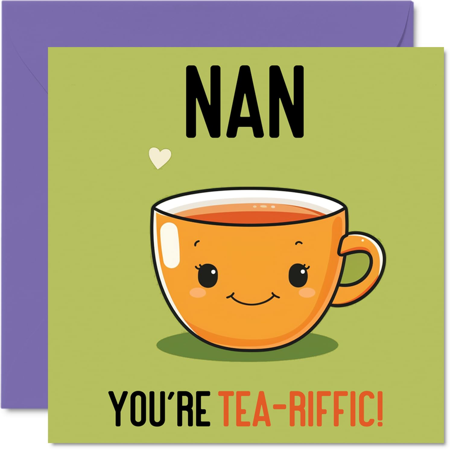 Birthday Cards for Nan - Tea-riffic - Funny Happy Birthday Card for Nan from Grandson Granddaughter, Nanny Gifts, 145mm Joke Greeting Cards Women Her