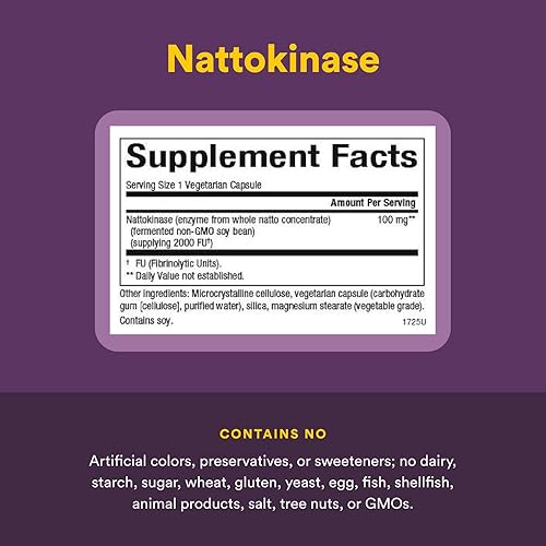 Miniatura 4 de Natural Factors - Nattokinase 100 mg, apoya la salud circulatoria, 60 cápsulas vegetarianas