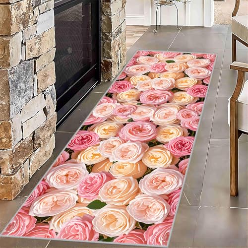 Tapete Pasillo Rosas Degradado Rosa-Amarillo 1.3x7ft miniatura 3
