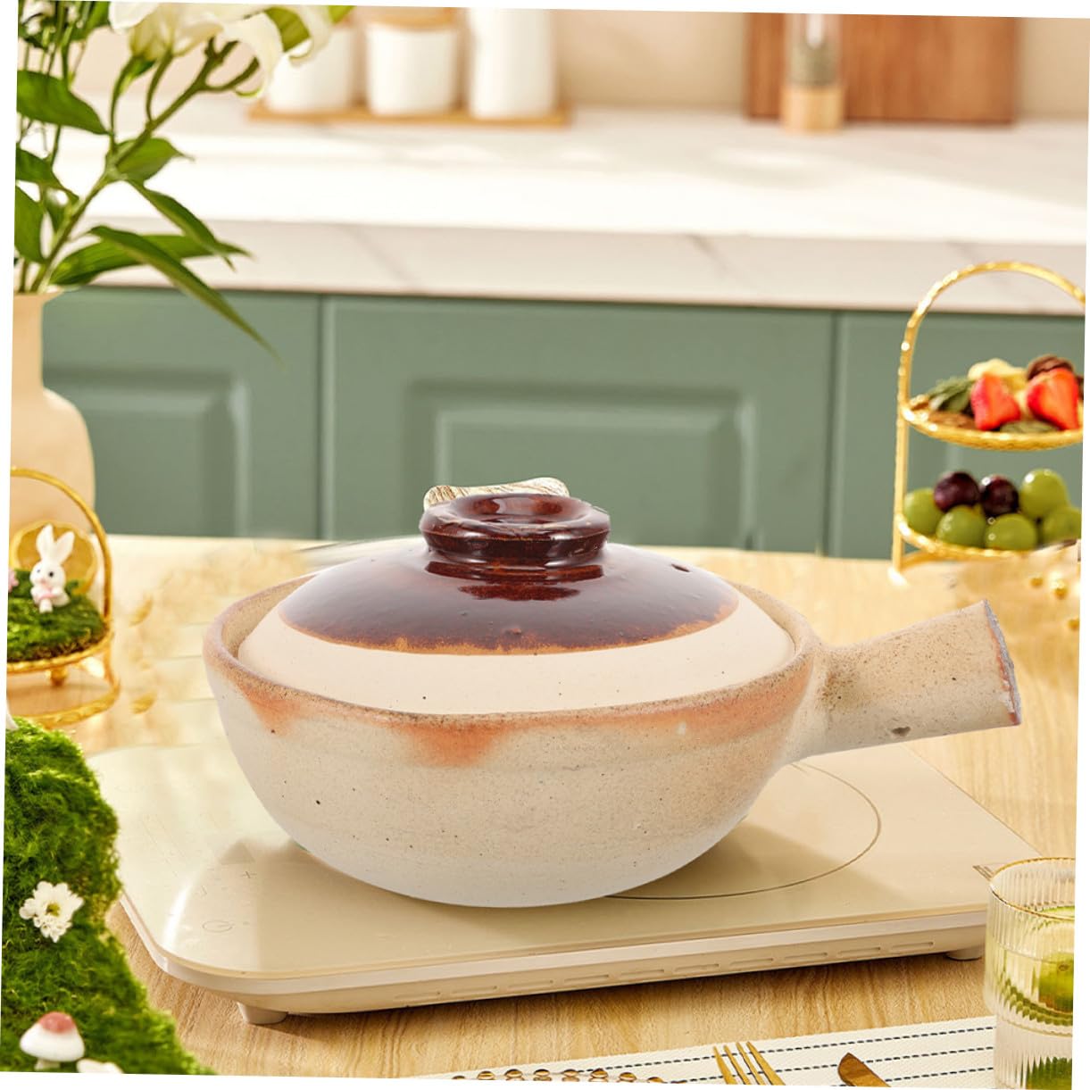 Toyvian Cocotte De Cuisine Marmite à Ragoût Cocotte Céramique Marmite à Soupe Plat Avec Couvercle Ustensiles De Cuisine