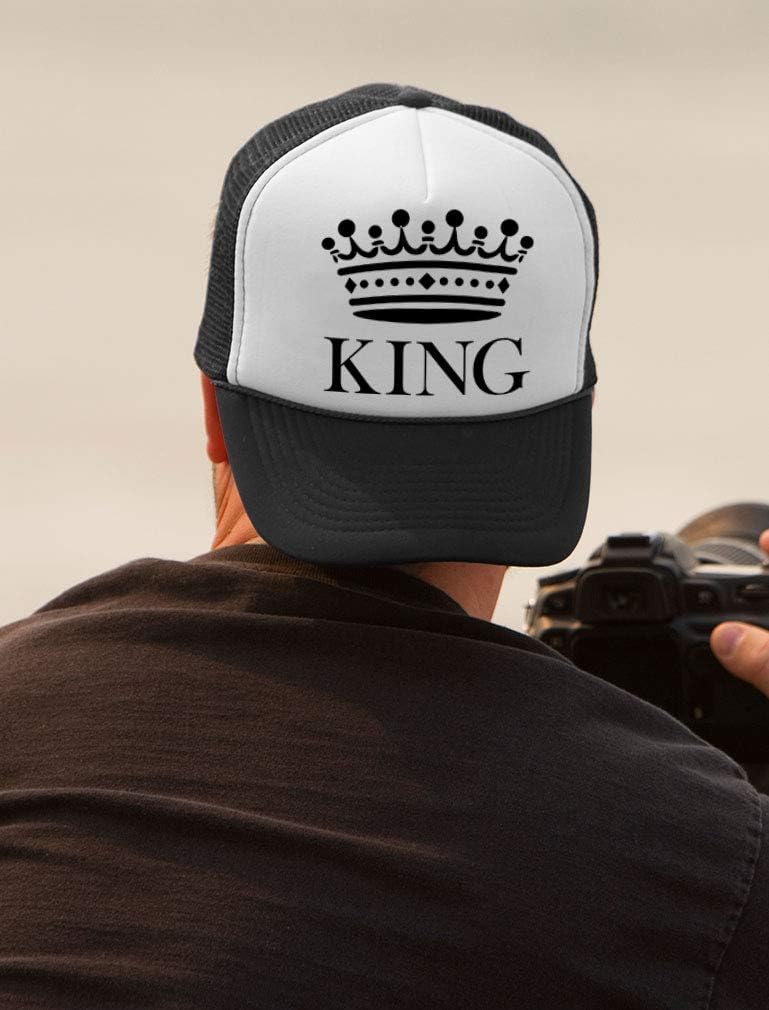 Tstars KING & QUEEN Matching Couple Hats Set for Valentine's Day His & Hers Mesh Caps
