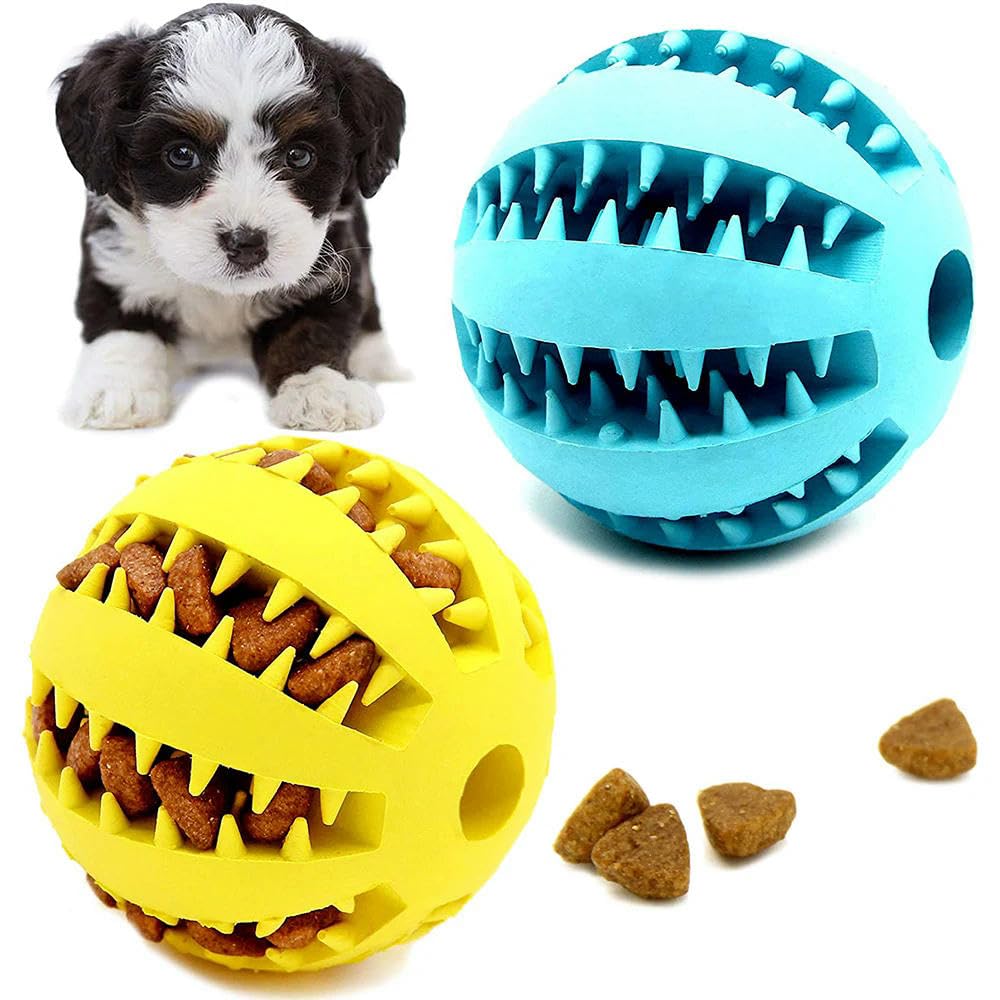 Juguetes para Cachorros, Pelota de Goma for Perros, Juguete for Cachorros, Grandes, Limpieza Dientes, Snack, 2 Unidades, Rojo, 6 cm(Green 5cm)