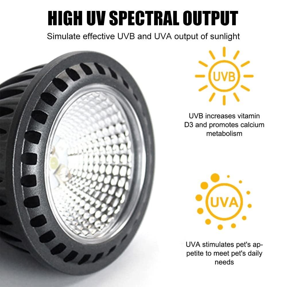DONGKER - Bombilla UVB 10.0 para reptiles, lámpara calefactora tortuga, luz UVB del desierto LED de 5 W para reptiles que viven en el desierto