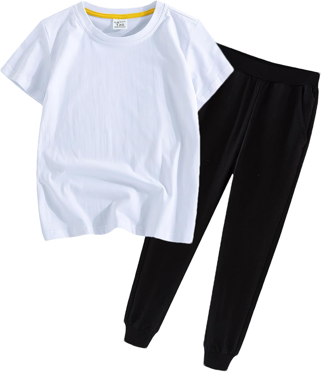Girl Boy Cotton Short Sleeve t Shirt and Jogger Pants 2 Piece Clothing Set Playwear Outfits