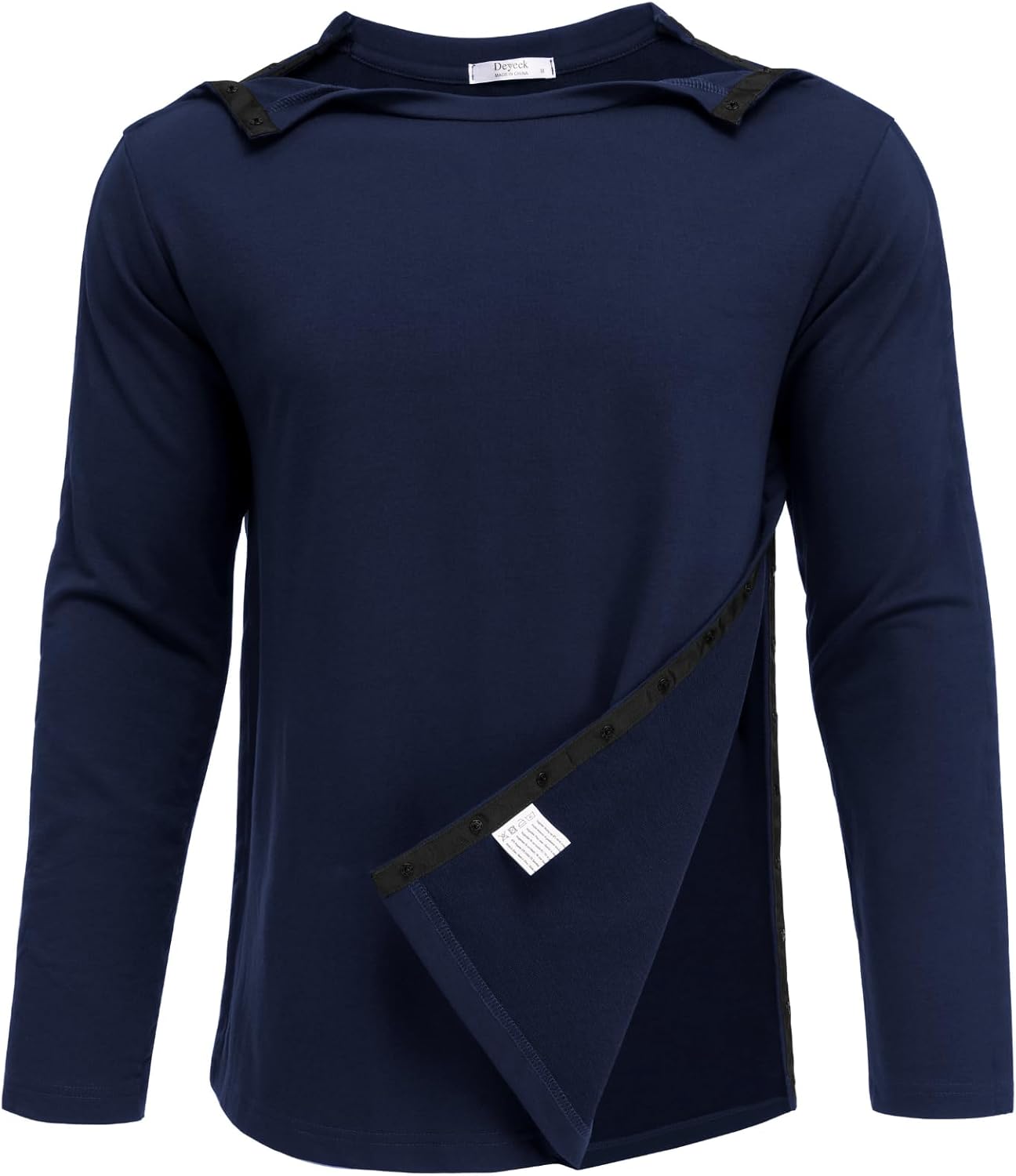 Deyeek Post Shoulder Surgery Recovery Shirts for Men Chemo Port Access Top Snap Full Tear Away Long Sleeve - Image 7