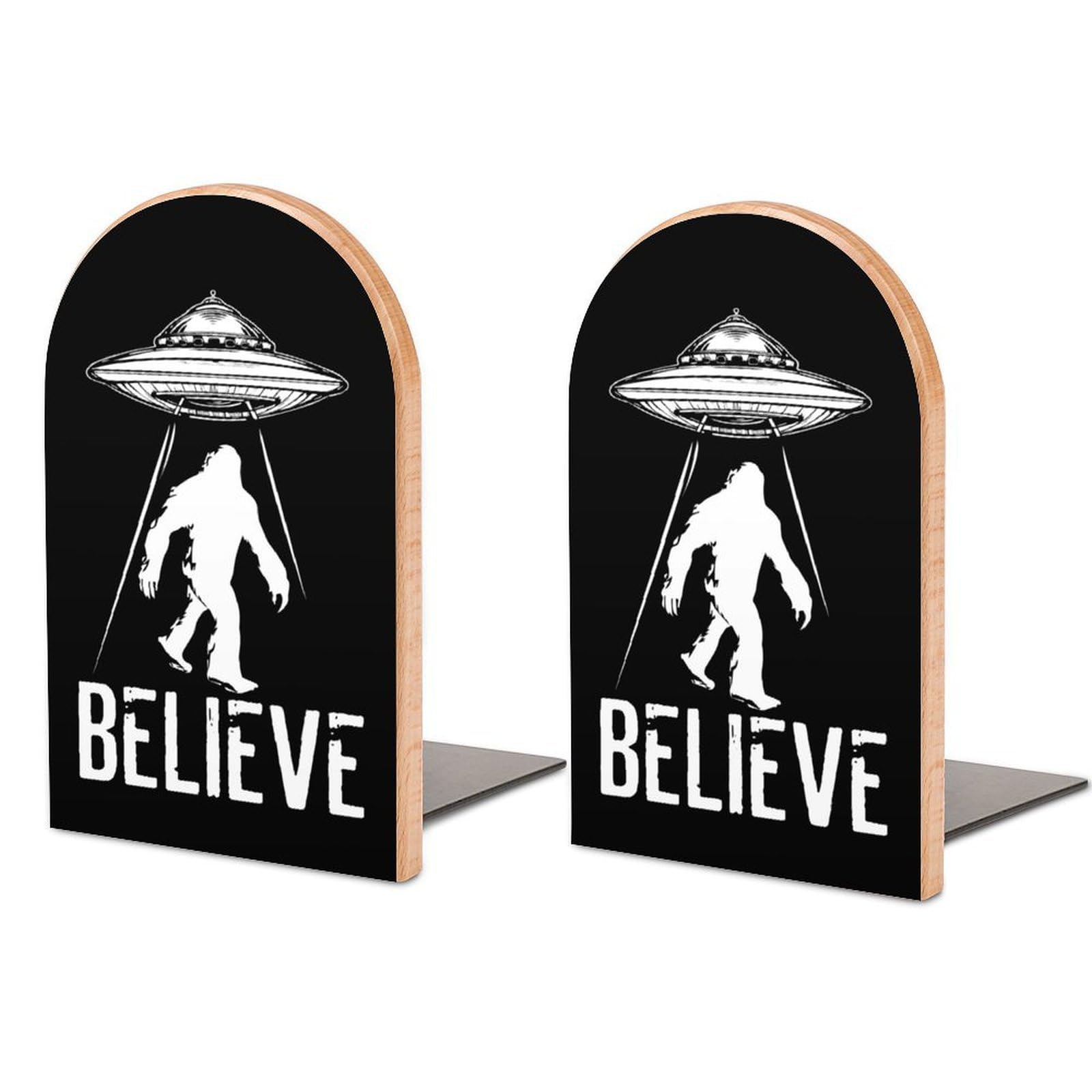 Nclqvjxzkhw Style Funny Bigfoots-Ufo Book Ends For Shelves Bookends Bookshelf Holder Stand Books Stopper Home Office Decor