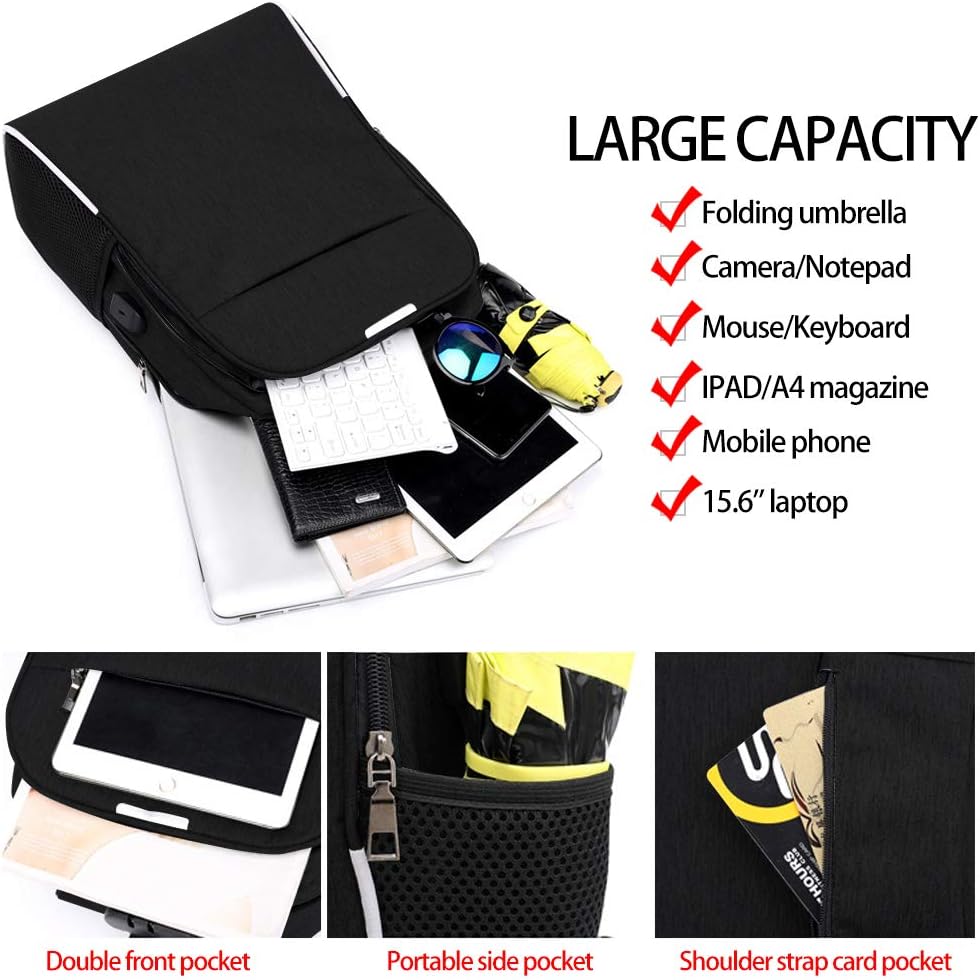 Super Cheap 🛒 YASSUN Large-capacity Waterproof Computer Bag; Business Customs Backpack, External USB Charging Socket, Anti-theft, 15.6-inch, in Line with Office, Travel, Class, etc,(Black)