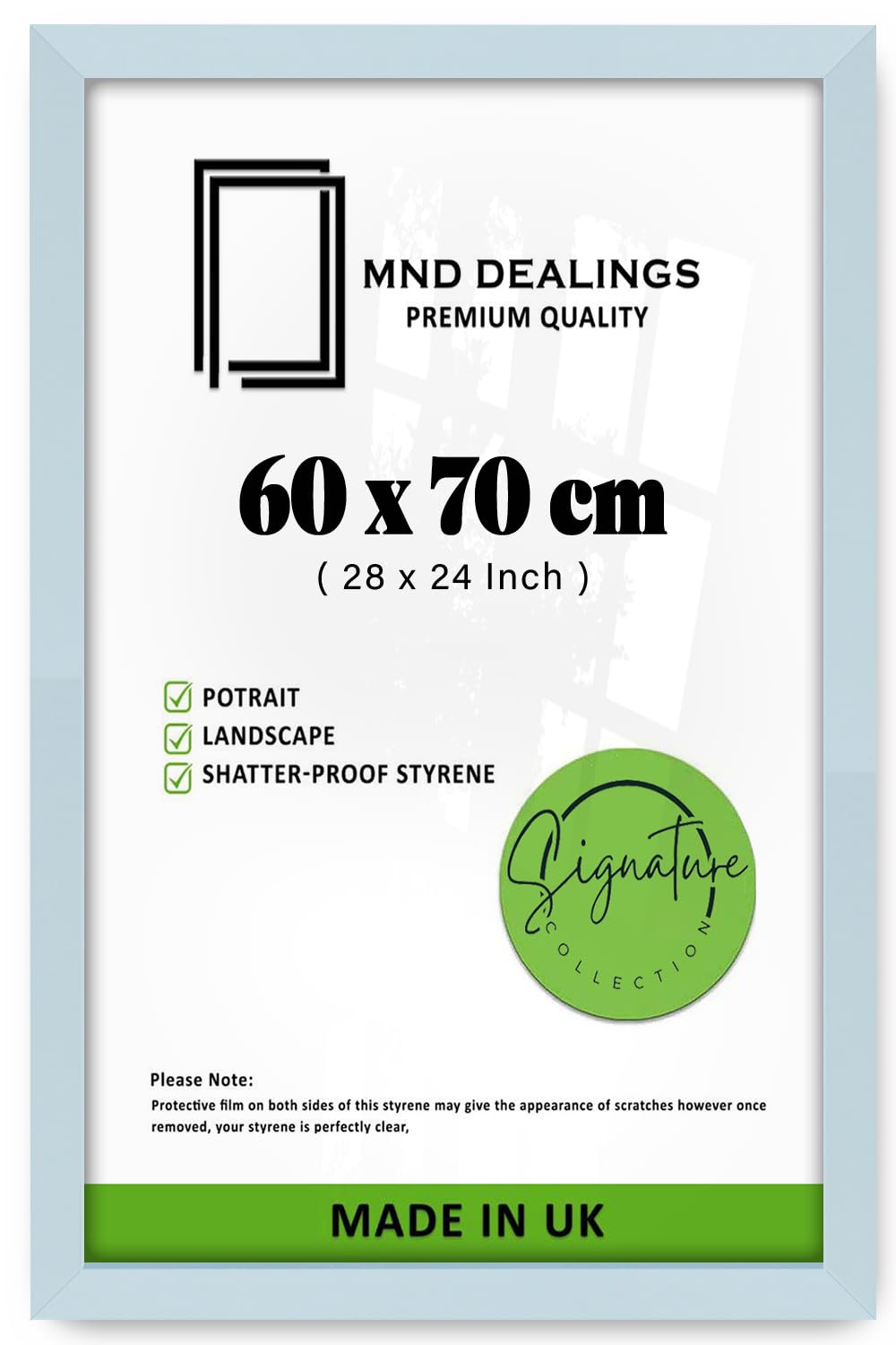 MND Dealings | MDF Wood Finish Poster Frame (60 x 70 CM) for Wall Gallery & Art Display, Great for Home, Office & Studio Décor, Hanging Hooks for Easy Mounting [ Light Grey ]