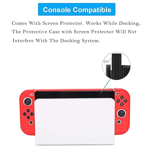 Miniatura 3 de COMCOOL Dockable Case for Nintendo Switch Oled - 9 FT Military Grade Drop Protection with Tempered Glass Screen Protector and Thumb Grips Cute