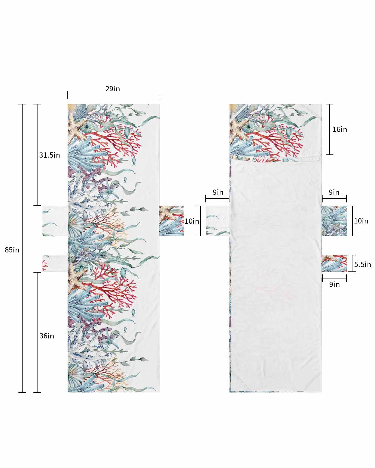 Nautiacal Coastal Coral Beach Lounge Chair Towel Cover, Soft Chaise Lounge Towel with Side Pockets Patio Pool Chairs Cover for Beach/Pool Sunbathing 29x85 Beach Shell Starfish Nautical Sea