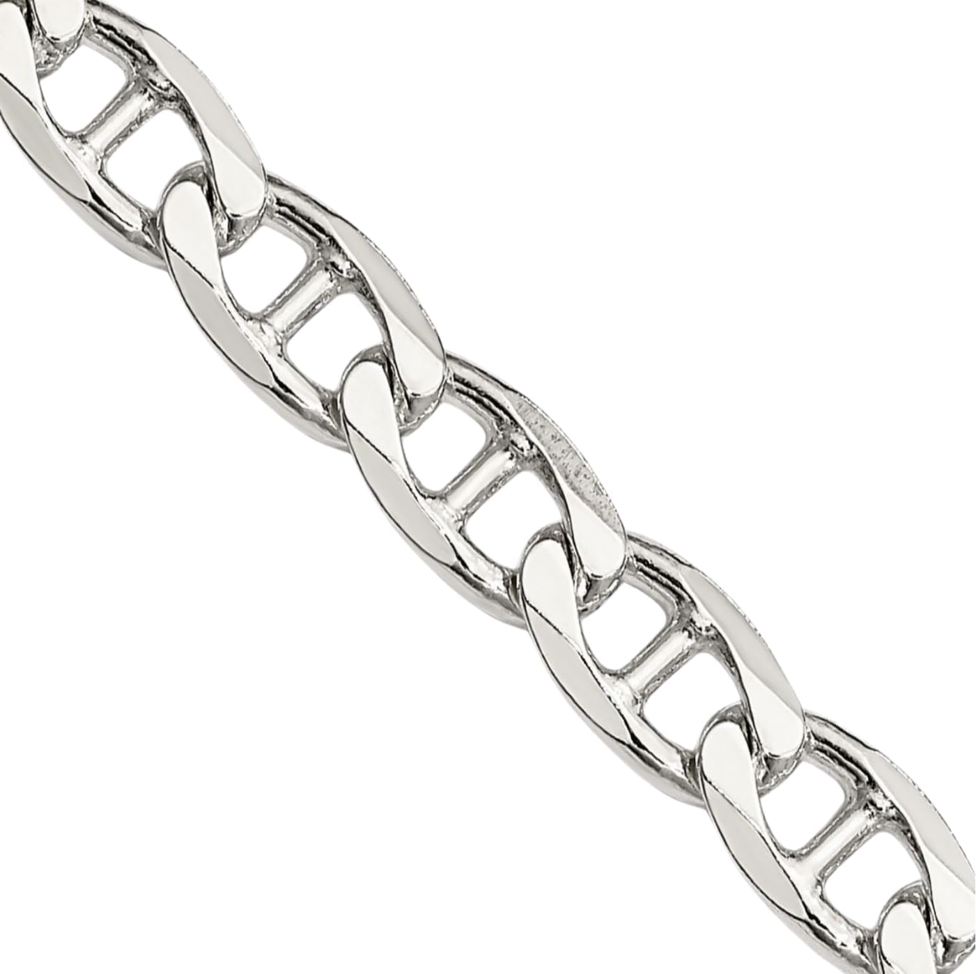 IceCarats 925 Sterling Silver 5.7mm Thick Flat Link Mariner Chain Necklace Polished
