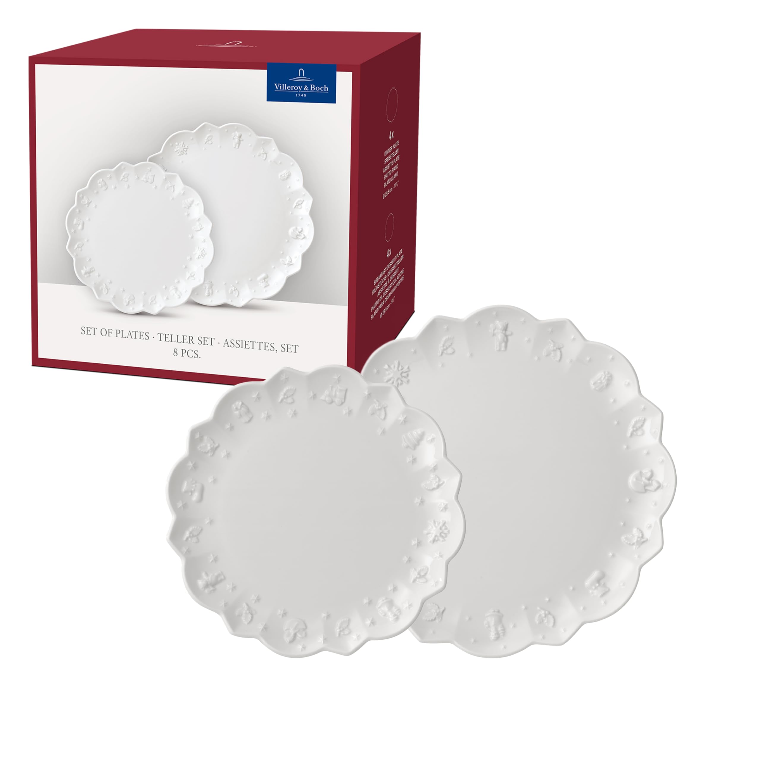 Villeroy & Boch – Toy's Delight Royal Classic zestaw talerzy 8 el., porcelana Premium, zmywarka, mikrofalówka, biały