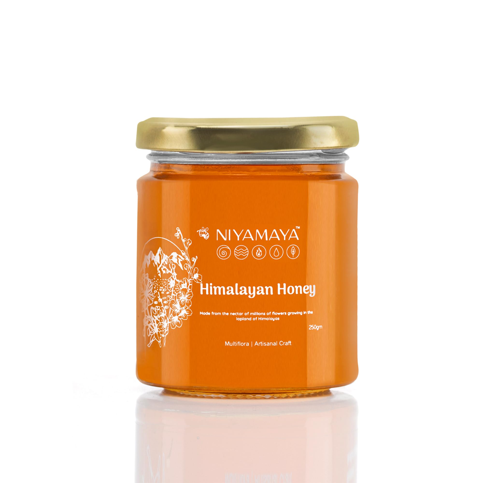 NIYAMAYA Pure Himalayan Honey 250 gm | 100% Pure Natural Raw Honey Unpasteurized & Unprocessed No Added Sugar Multi Flora Himalayan Honey Organic Honey in Fresh