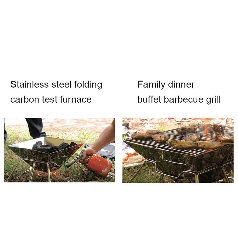 Supporto per barbecue, Supporto for barbecue pieghevole for esterno Griglia inceneritore BBQ Fornello a carbone Strumento for picnic da campeggio con superficie antiaderente in acciaio inossidabile