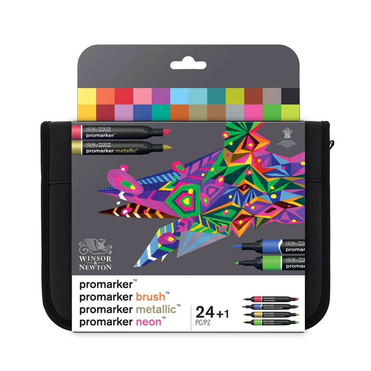 Winsor & Newton 0290037 Professioneller Layout Mixed Marker 24 Farben Set, 24 im Wallet, 2 Spitzen, fein und breit für Zeichnungen, Design und Layouts