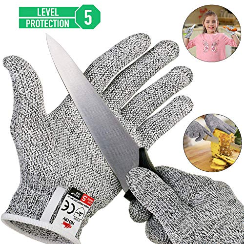 YIKEF Guantes Anticorte, Guantes Resistentes a Los Cortes Nivel 5 Seguridad para Cocina Trabajo Mecanico y Jardín - Guantes Resistentes al Corte de Proteccion (M)