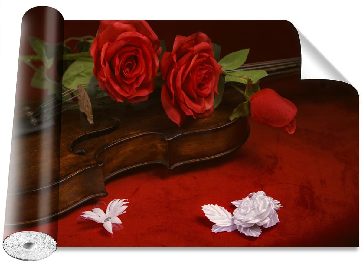 Papier Peint Auto-Adhésif 312x219cm Roses de violon Tulup Bricolage pour Décoration Murale Salon