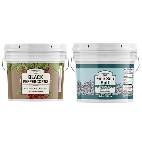 Unpretentious Paquete de sal marina y pimienta, 1 galón, repuesto para agitador y molinillo, sabores salados robustos, cubos resellables