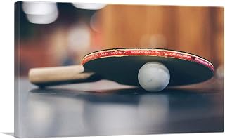 ARTCANVAS Table Tennis Ping Pong Ball Racket Canvas Art Print Stretched Framed Painting Picture Poster Giclee Wall Decor - 26" x 18" (0.75" Deep)