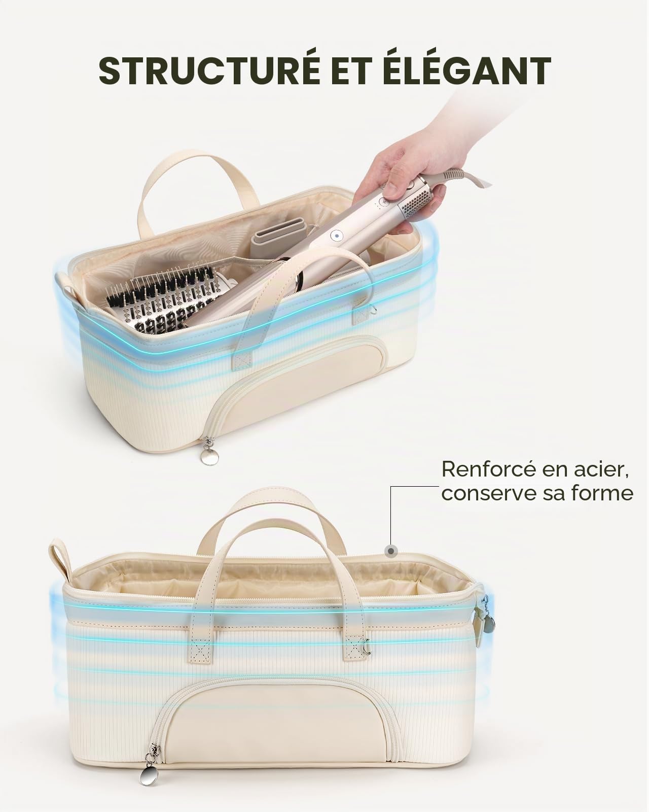 Sac de voyage pour styler Dyson Airwrap/Shark Flexstyle et accessoires, étui de transport pour sèche-cheveux, sac de rangement portable, sac organisateur léger et compact avec poche extérieure