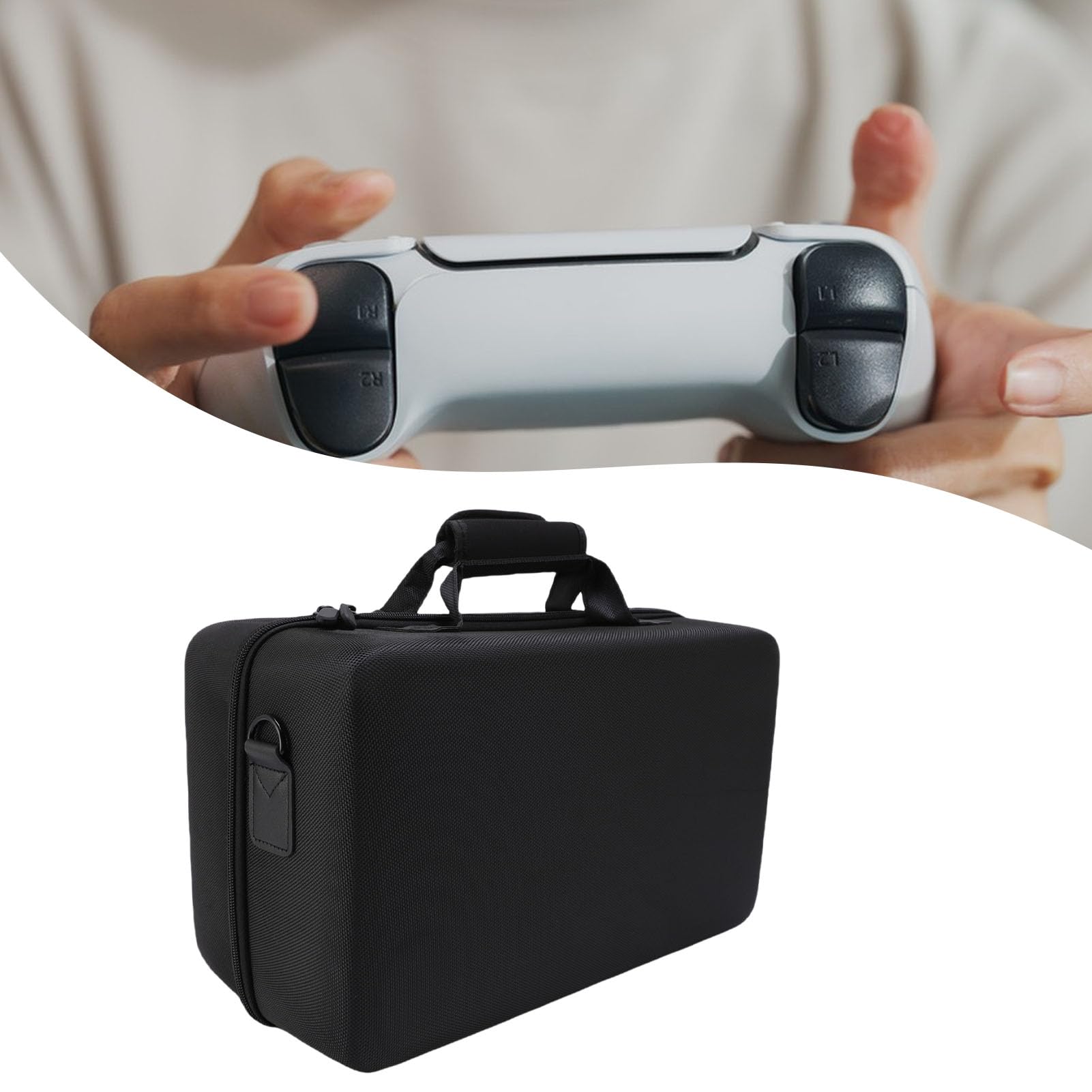 POENVFPO Adatto Alla Custodia Rigida da Trasporto per Console SLIM, Materiale Durevole, Borsa da Viaggio Antiurto per gli Amanti del Gioco, Nylon EVA (BLACK)