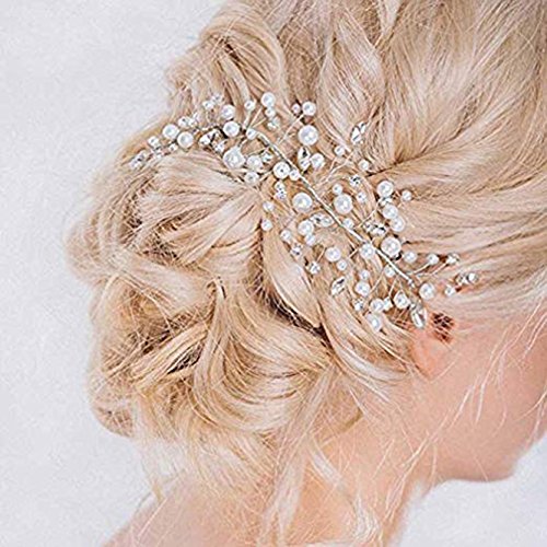 Unicra Wedding Headband Bridal Headpiece Hair Vine Hair Accessories for Bride Silver
