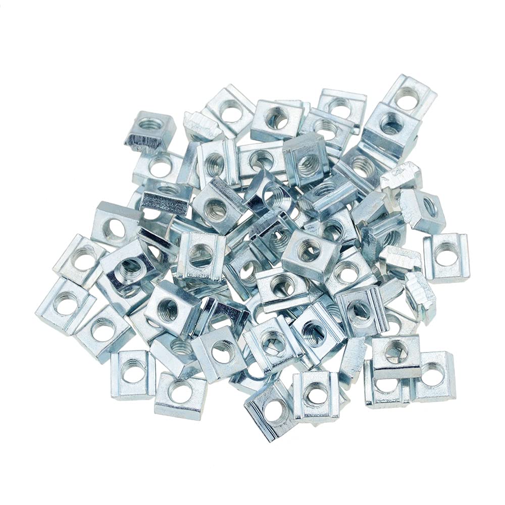 T Track Sliding Nut,Sliding T-nut Threaded,Sliding T-Nut 100pcs/set M3 M4 M5 T Slide Nut，Fastener Galvanized T-Slot Nuts for 20 Series Aluminum Extrusion Profile Hammer Head(M3)