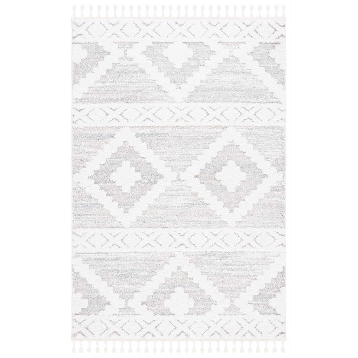 SAFAVIEH Moroccan Tassel Shag Collection Area Rug - 9' x 12', Ivory & Beige, Boho Design, Non-Shedding & Easy Care, 2-inch Thick Ideal for High Traffic Areas in Living Room, Bedroom (MTS640A)