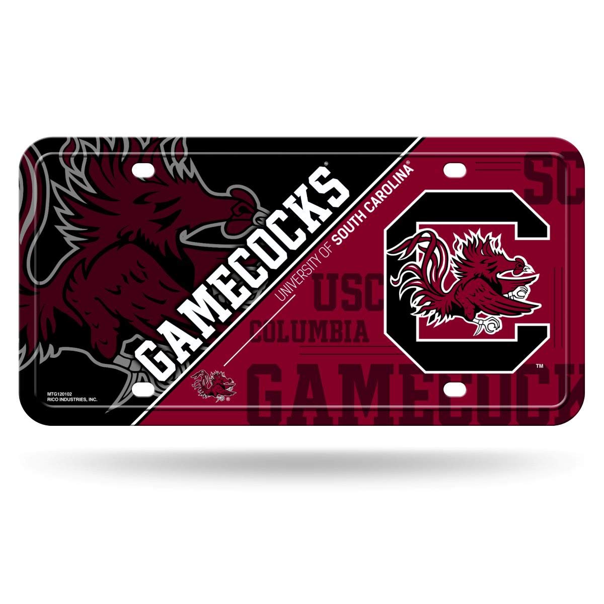 Rico Industries NCAA South Carolina Fighting Gamecocks Metal License Plate Tag